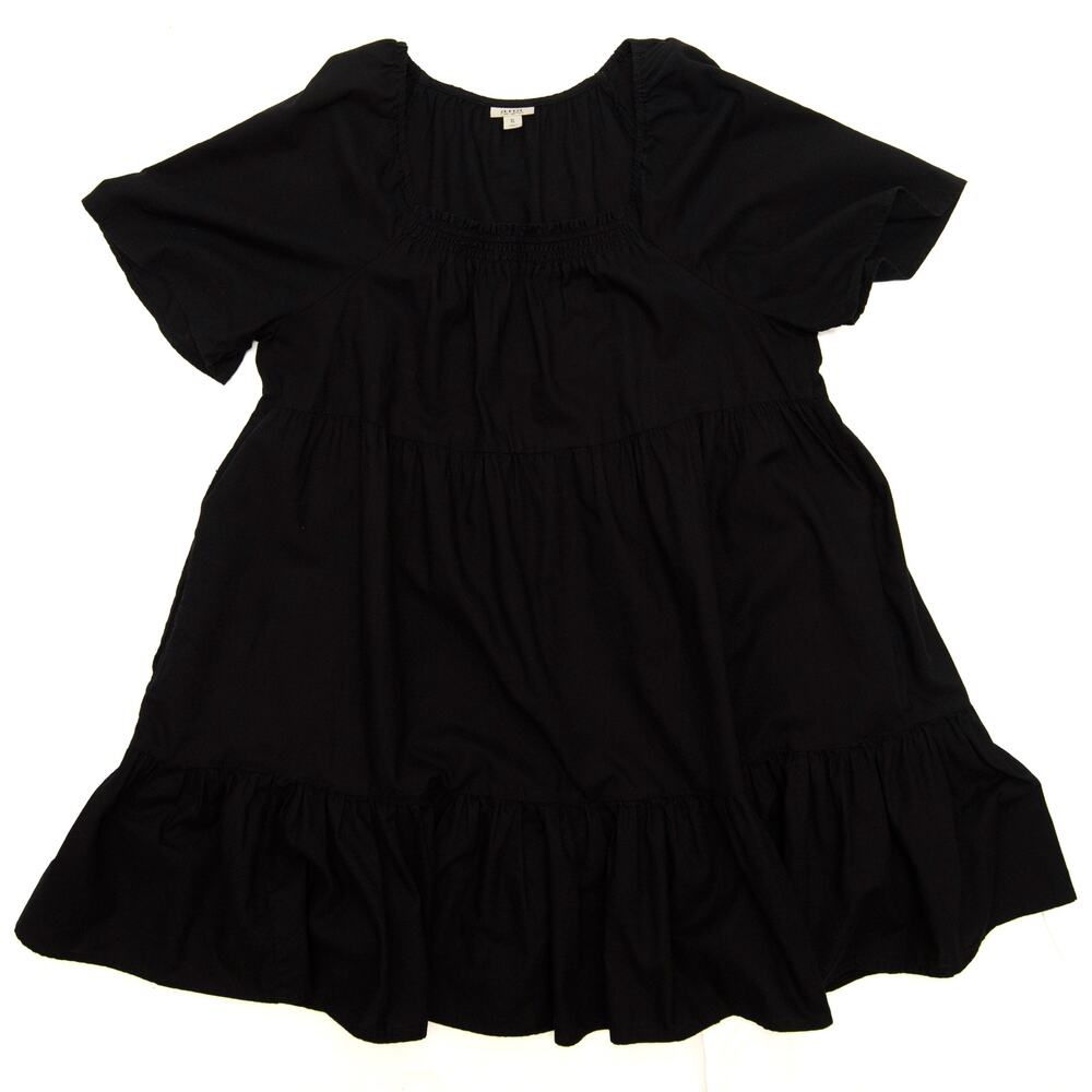 a.n.a Square-Neck Tiered Black Midi Dress With Pockets Size XL - Picture 6 of 14